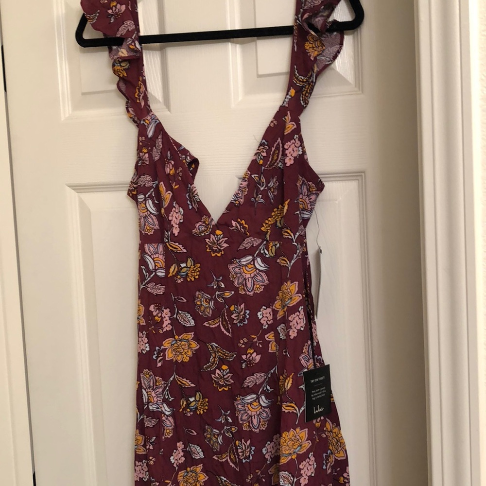 Lulu's Burgundy Floral Maxi Dress - Picture 3 of 5